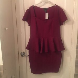 NWT burgundy peplum dress